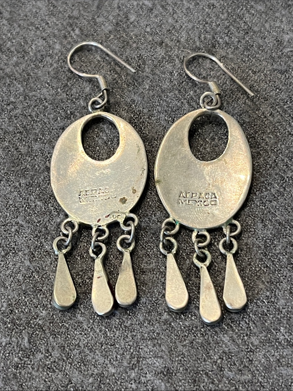 Alpaca Silver Abalone &Red Enabled Earrings - Picture 3 of 5